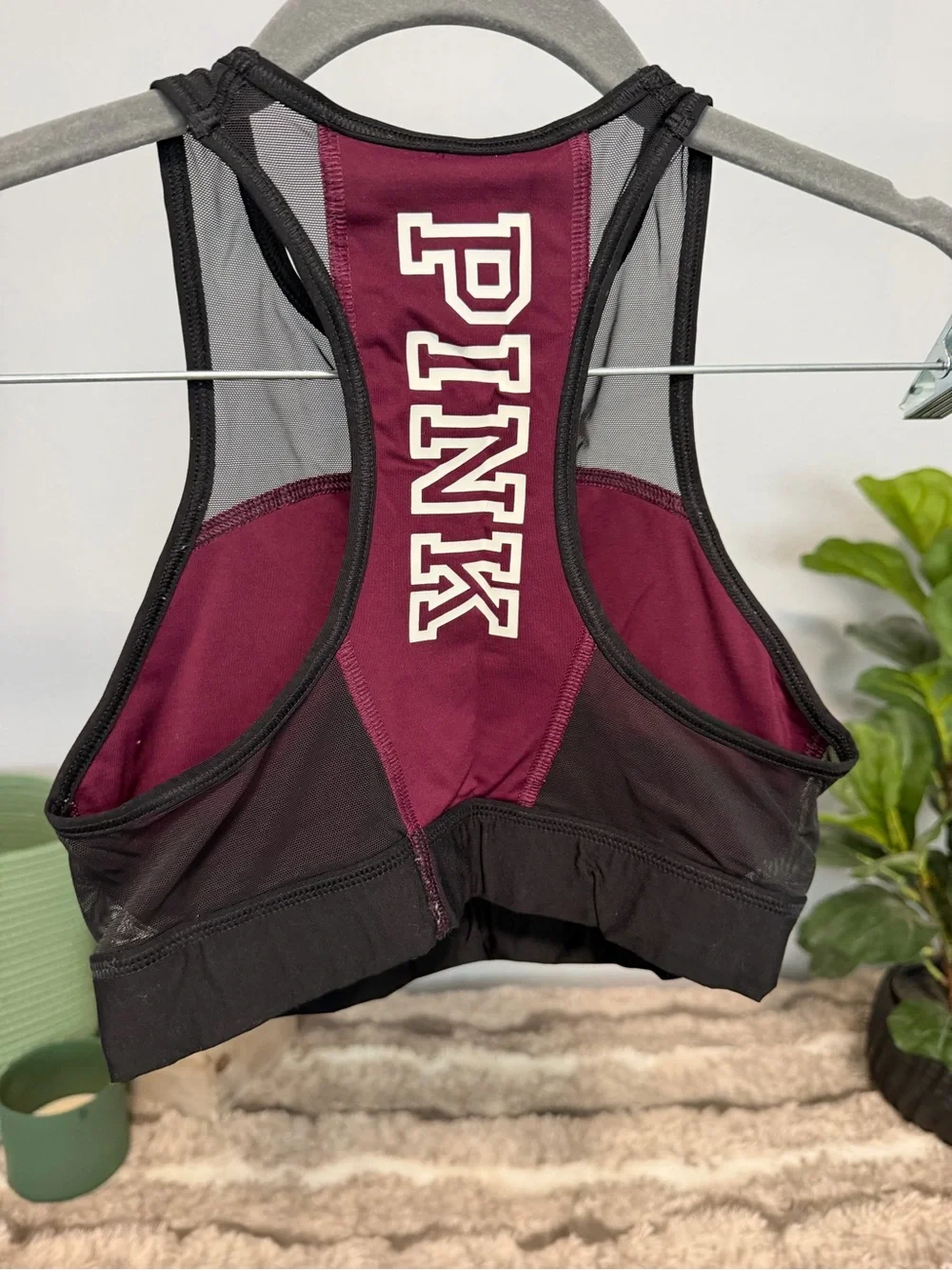 Victoria's Secret Wine and Black Mesh Sports Bralette